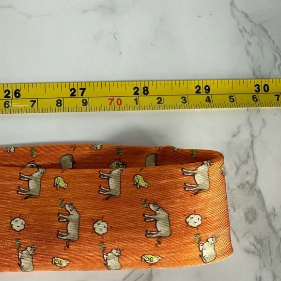 Hermes Orange Tie with Green and White Accents - Picture 8 of 10